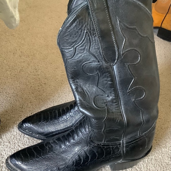 Men's Black Western Leather Boots - Picture 2 of 5